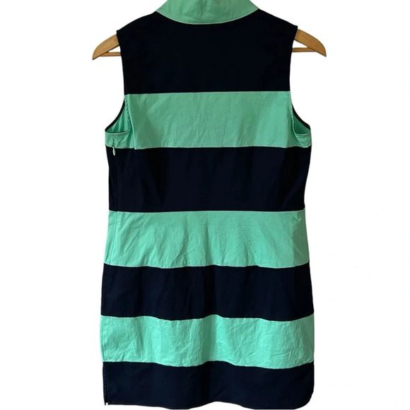 STS Sail to Stable Dress Rugby Stripe Navy Blue Teal Green Preppy Tenniscore Med - Picture 3 of 8